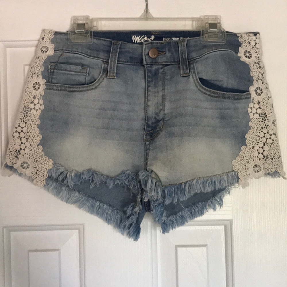High Rise Shorts with Lace Sides